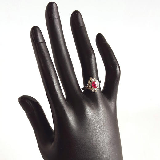 【天然正品】A货翡翠PT900铂金镶钻镶天然近50分红宝石（热情、忠诚）戒指12号（戒圈可改）女士现售价：2880！160525NJM65 商品图6