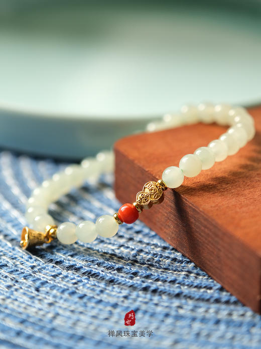 巧也【青鸾语】6mm碧玉晴水珠配南红手珠国风手串禅意风 商品图5
