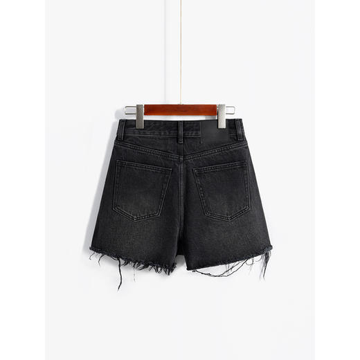 「自」全新升级【铂金会员165/天猫219/差价54】(40614)洛诗琳气质毛边牛仔短裤2025夏季百搭高腰显瘦A字短裤女 商品图2