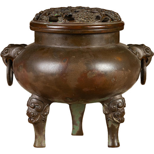 清	铜象鼻耳活环三足香炉 商品图5