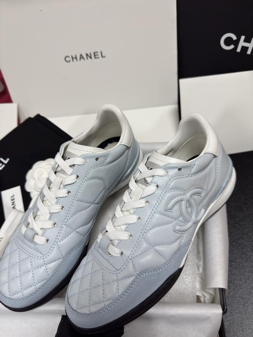 CHANE*香奶奶25S 小牛皮 圆头系带 德训鞋 薄底鞋 低帮 生活休闲鞋 女款 蓝色 商品图8