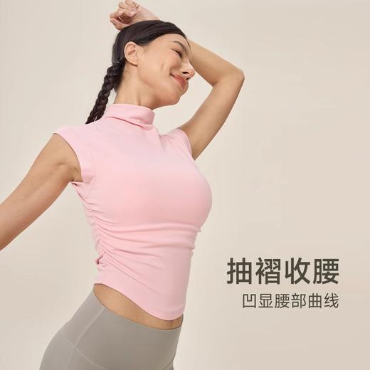 跃牌【欲动春风】系列 不规则半高领无袖瑜伽t恤女透气运动背心短款上衣52253 商品图1