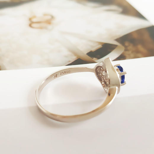 【天然正品】A货翡翠PT900铂金镶钻镶天然近50分矢车菊蓝宝石戒指14.5号（戒圈可改）女士现售价：2380！160525NJM62 商品图7