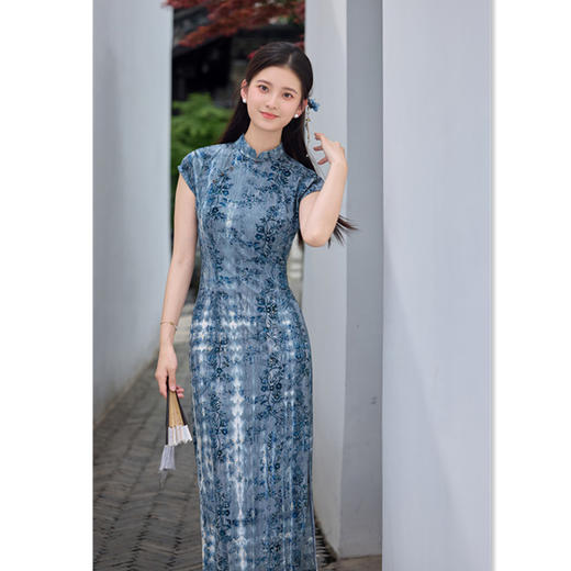 复古国风新中式，冰丝植绒日常旗袍SYK66923 商品图2