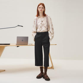 谜底休闲裤女2025秋季新品可拆卸原创印直筒宽松背带裤253MK1089