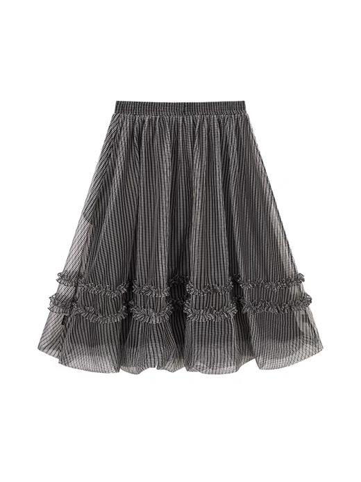 早乙女惠子saotome/STMQZ252299/木耳边网格花苞纱裙 商品图3