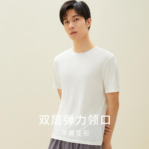 金三塔100%桑蚕丝真丝针织 舒适透气男士纯色T恤家居服上衣 家居短裤  YZMDA701/YZMDA901 商品图3