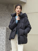 【鹅绒】深棕色连帽中长款羽绒服 秋冬宽松廓形拉链保暖面包服外套 商品缩略图0