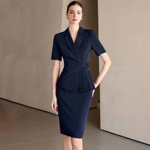 IWY/高级感藏青色职业西装套裙女夏季薄款售楼部工装酒店经理接待正装24CS563 商品图1