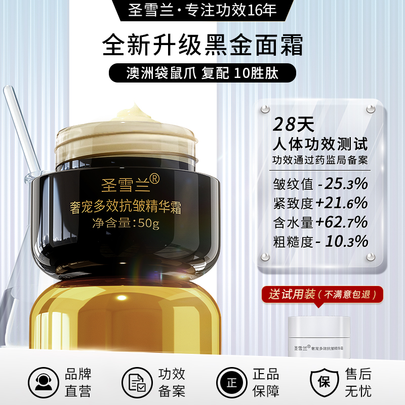 【自营】黑金系列 圣雪兰抗皱面霜50g 法令纹救星 28天见效！创始人自用款