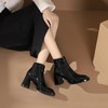 WESTORY2023年冬季新款方头亮面粗高跟时装靴时髦百搭短靴女S23DS83591 商品缩略图8