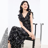 西遇黑色碎花连衣裙女夏季新款度假风法式荷叶边v领长裙SS050991 商品缩略图4