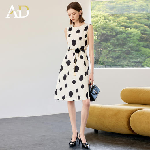 AD高端气质连衣裙女2025新款夏季波点无袖背心裙 商品图2