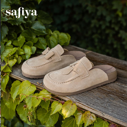 Safiya/索菲娅2025复古反绒外穿包头百搭厚底休闲懒人勃肯鞋SFD3110074 商品图0
