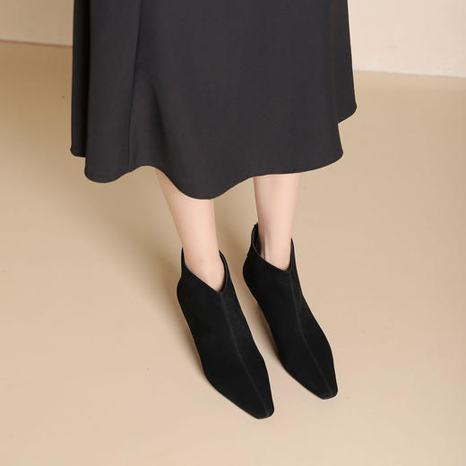 westory2024年秋冬新款优雅风中高跟百搭短靴切尔西S24DS84511 商品图6