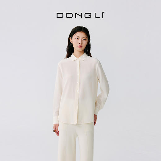 东黎 • 温柔的海风 雾感桑蚕丝女士翻领长袖女衬衫 5134 商品图2