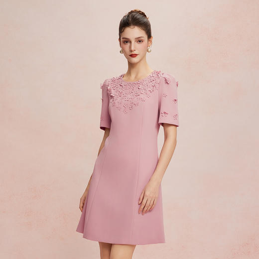 QF8E6斯尔丽2025夏季新款轻奢立体绣花法式浪漫收腰放摆轻礼服连衣裙 商品图2