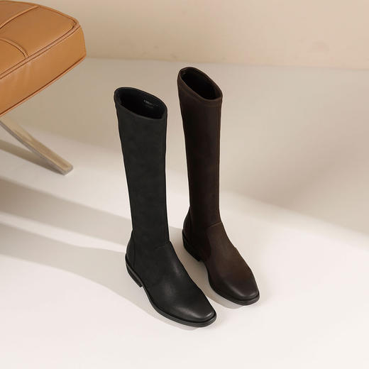 westory2024年秋冬新款优雅风平跟百搭及膝高靴S24DQ84551 商品图0