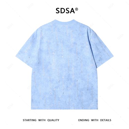 T3924夏季高级感新款男士美式扎染虚线字母印花短袖T恤时尚圆领上衣 商品图5