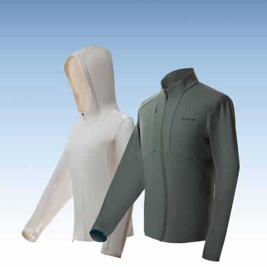 凉感针织防晒夹克，男款墨绿色，女款樱花白。 商品图2