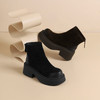 westory2024秋冬新款厚底粗跟短靴复古显瘦高弹力马丁靴女S24DS84541 商品缩略图0