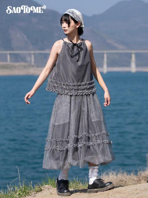 早乙女惠子saotome/STMMJ252298/木耳边格纹网纱马甲 商品图3