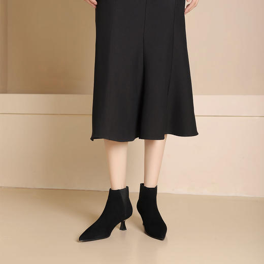 westory2024年秋冬新款优雅风细中高跟百搭短靴切尔西S24DS84521 商品图3