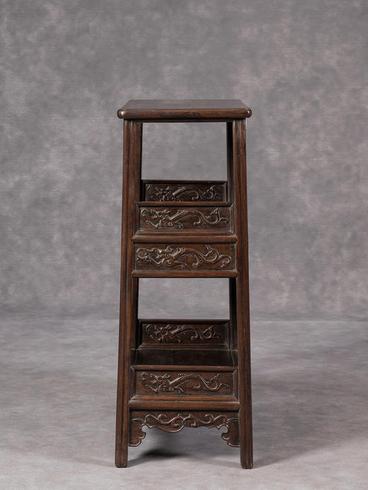 清	紫檀螭龙纹双层带屉架格 商品图4