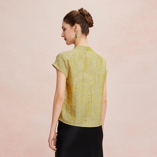 QF259斯尔丽25新款新国风低小立领短袖沙质防透质感高级百搭显瘦上衣 商品图6