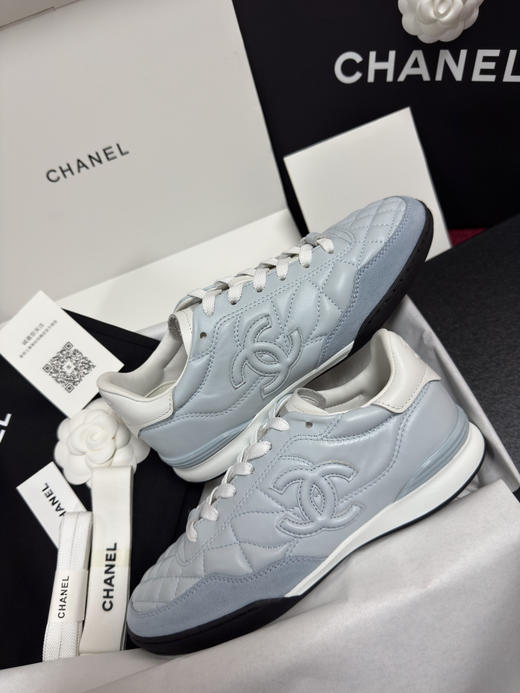 CHANE*香奶奶25S 小牛皮 圆头系带 德训鞋 薄底鞋 低帮 生活休闲鞋 女款 蓝色 商品图4