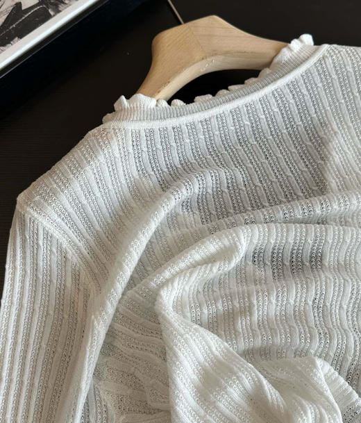 桑蚕丝木耳边针织空调衫开衫061903 商品图9