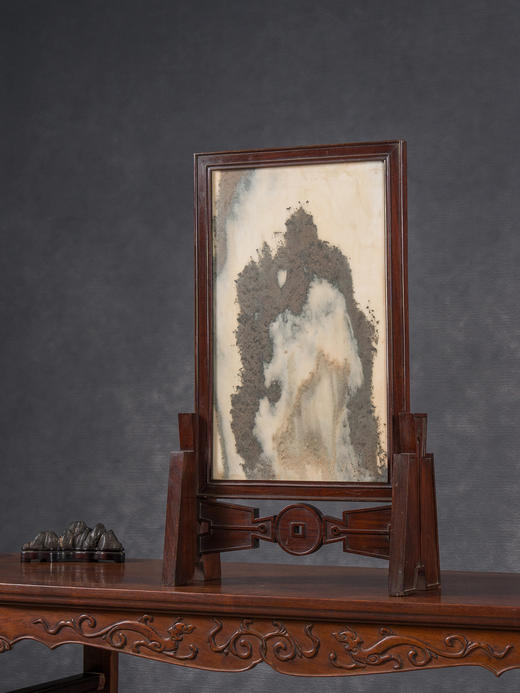 清	红木镶云石钱币纹插屏 商品图1