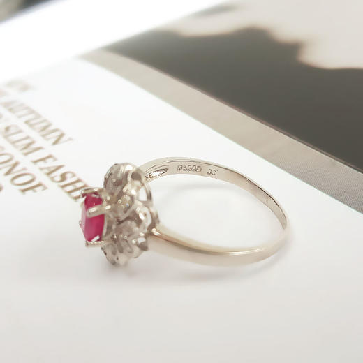 【天然正品】A货翡翠PT900铂金镶钻镶天然近50分红宝石（热情、忠诚）戒指12号（戒圈可改）女士现售价：2880！160525NJM65 商品图5