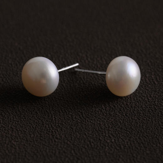 含晖·淡水珍珠素钉S925银（10-11mm）馒头珠 白 商品图3