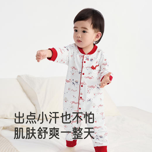 【商场同款】英氏初生婴儿连体衣新生儿宝宝长袖国风满月百天服 商品图2