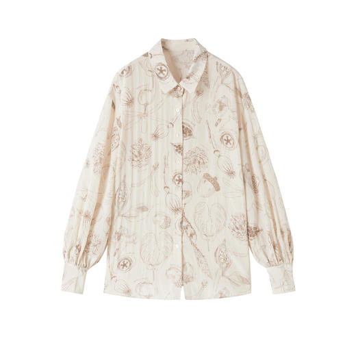 谜底衬衣长袖女2025秋季新品复古通勤复古印花绣花衬衫253MC1029 商品图4