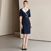 IWY/气质拼接领短袖西装连衣裙女高级感珠宝设计师工作服酒店接待正装25Q770 商品缩略图0