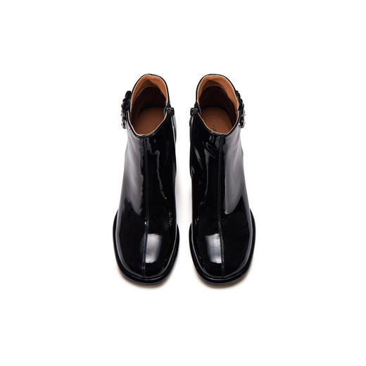 WESTORY2023年冬季新款圆头粗高跟靴亮面时髦大钻扣时装靴百搭短靴女S23DS83631 商品图3