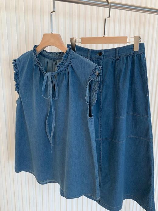 【高品质私服】【IC棉弹牛仔布无袖上衣+半裙】优质原料 弹性优异 舒适自如，优雅又独特的时尚风格G1439/G1454-CC【无标出货 介意慎拍】 商品图14