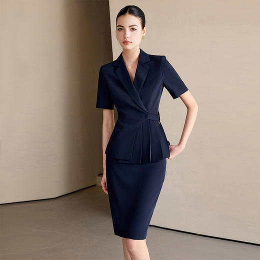 IWY/高级感藏青色职业西装套裙女夏季薄款售楼部工装酒店经理接待正装24CS563 商品图2