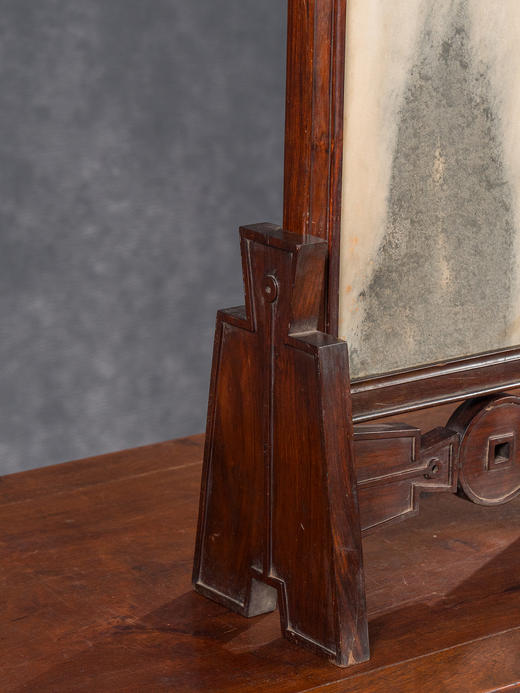 清	红木镶云石钱币纹插屏 商品图3