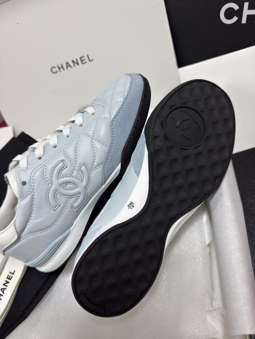 CHANE*香奶奶25S 小牛皮 圆头系带 德训鞋 薄底鞋 低帮 生活休闲鞋 女款 蓝色 商品图6