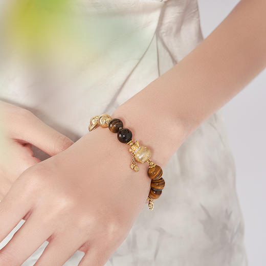 大英博物馆 巴斯特系列 猫爪生财福袋虎睛石手链 商品图1