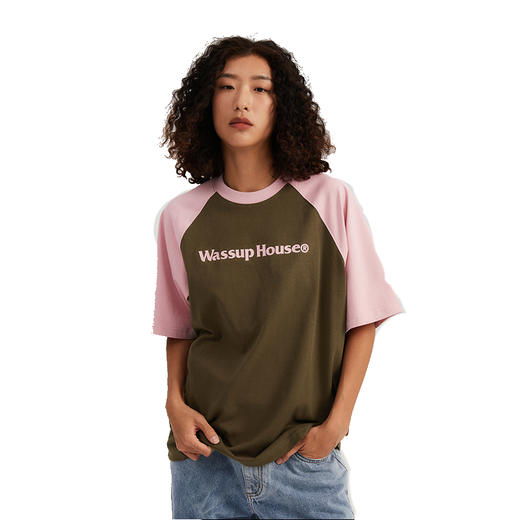 WassupHouse 基础logo拼色插肩袖短袖T恤 商品图0