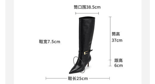 westory秋冬时尚欧美尖头真皮细跟高筒时装靴女W24DQ84021 商品图4