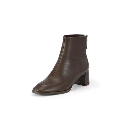 WESTORY2023年冬季新款方头粗高跟靴皮面气质时装靴百搭短靴女S23DS83751 商品图1