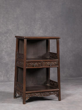 清	紫檀螭龙纹双层带屉架格