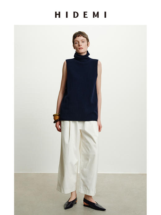 HIDEMI复合立体感廓形压褶微茧型西装裤阔腿裤九分裤 商品图3