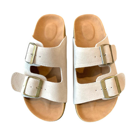 洋气减龄！头层磨砂牛皮软木组合橡胶大底清凉厚底勃肯拖鞋！ 商品图3