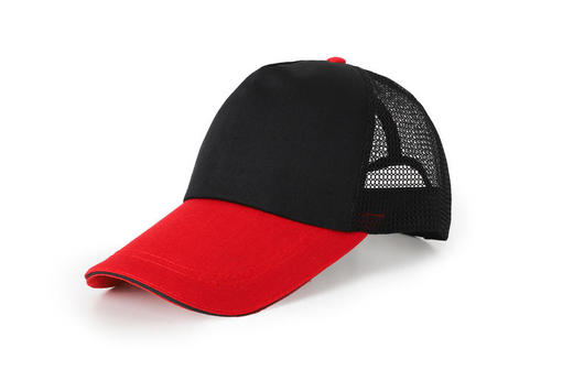 涤棉拼色网帽男女同款帽子魔术贴五片棒球帽遮阳防晒帽鸭舌帽网孔透气HS3010 商品图3